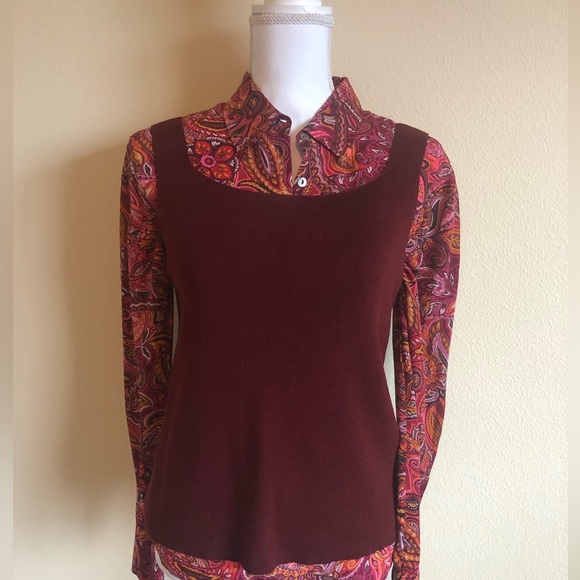 100% wool Burgundy tank top - Picture 1 of 2